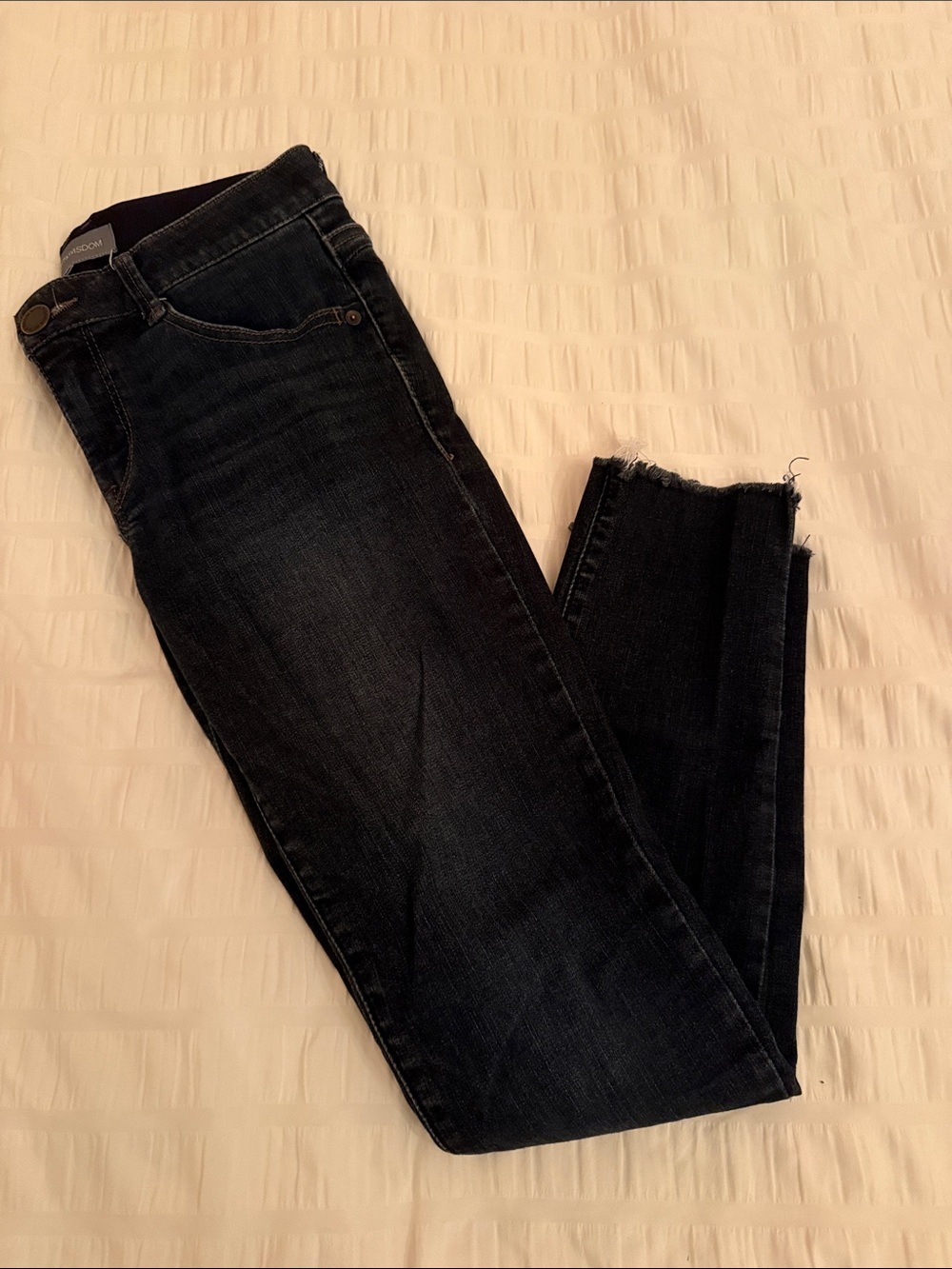 Wit & Wisdom Dark Denim Skinny Jeans with Raw Hem